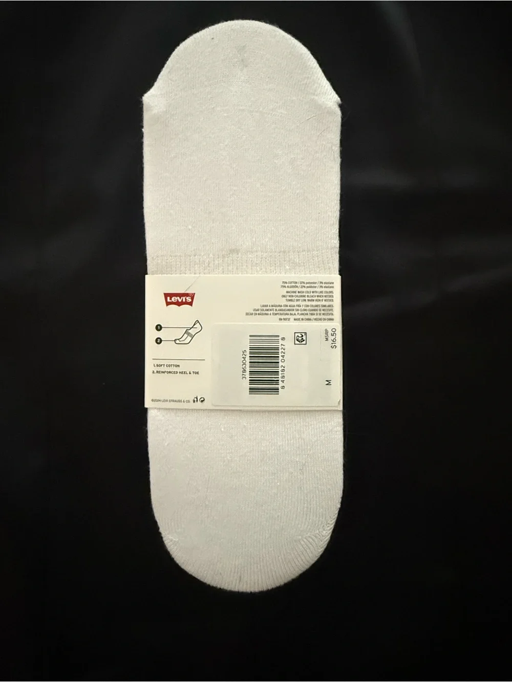Levi's White No-Show Athletic Socks - Logo Accent
